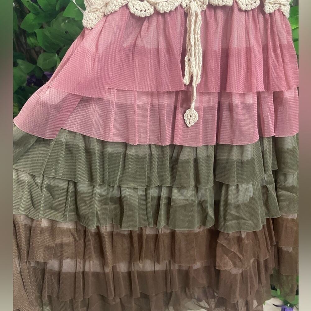 J. Gee Small Boho Cream Crochet Tiered Mini Dress EUC - Picture 5 of 12